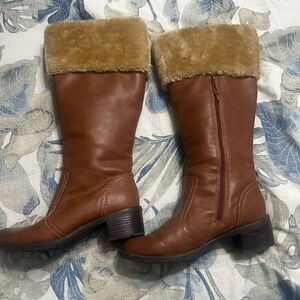 Softspots Chestnut Brown Mid-Calf Fur Cuff Boots